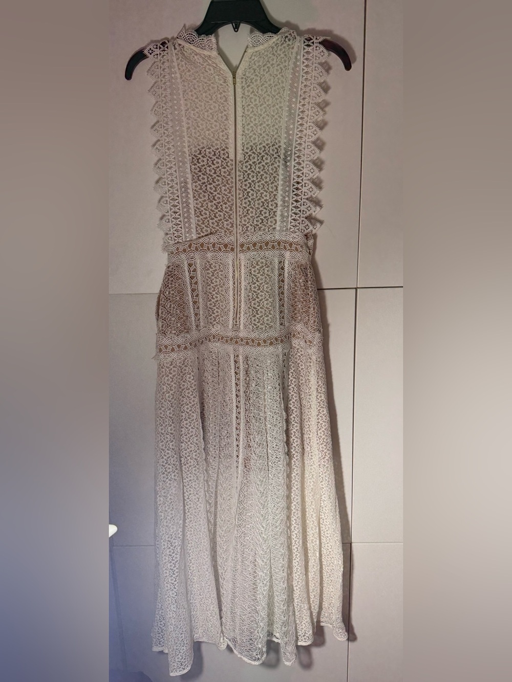 Self-Portrait White Lace Midi Dress - Size US 6 (Fits like a 2/4) - Picture 9 of 9